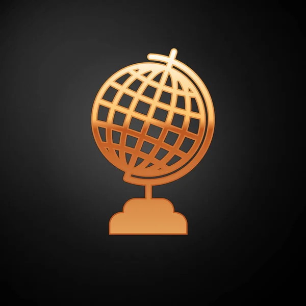 Значок "Золотой земной шар" выделен на черном фоне. Векторная миграция — стоковый вектор