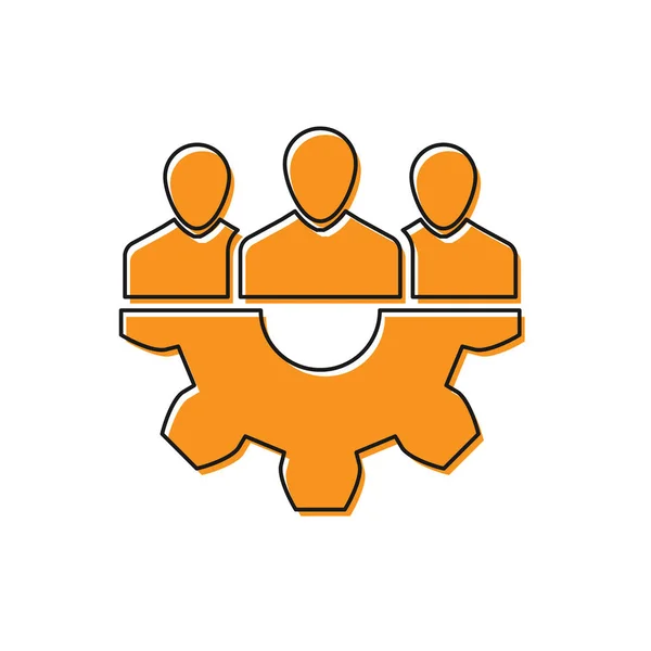 Icono base del equipo de Orange Project aislado sobre fondo blanco. Análisis y planificación empresarial, consultoría, trabajo en equipo, gestión de proyectos. Desarrolladores. Ilustración vectorial — Archivo Imágenes Vectoriales