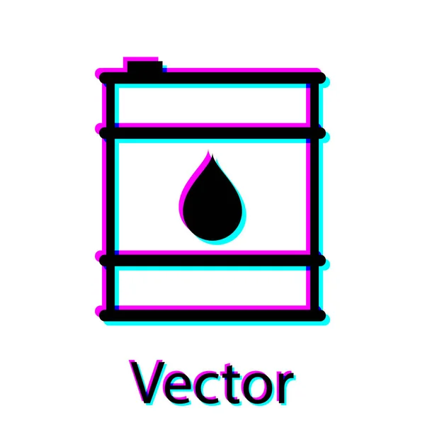 Ícone de linha de barril de óleo preto isolado no fundo branco. Recipiente de óleo. Para infográficos, combustível, indústria, poder, ecologia. Ilustração vetorial — Vetor de Stock