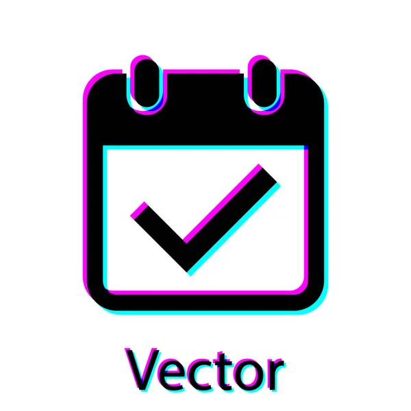 Calendário preto com ícone de marca de seleção isolado no fundo branco. Ilustração vetorial — Vetor de Stock