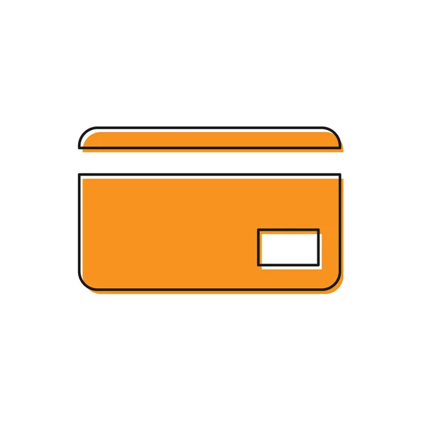 Icono de tarjeta de crédito naranja aislado sobre fondo blanco. Pago en línea. Retiro de efectivo. Operaciones financieras. Señal de compra. Ilustración vectorial — Archivo Imágenes Vectoriales