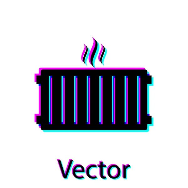 Svart värmeelement ikon isolerad på vit bakgrund. Vektor illustration — Stock vektor