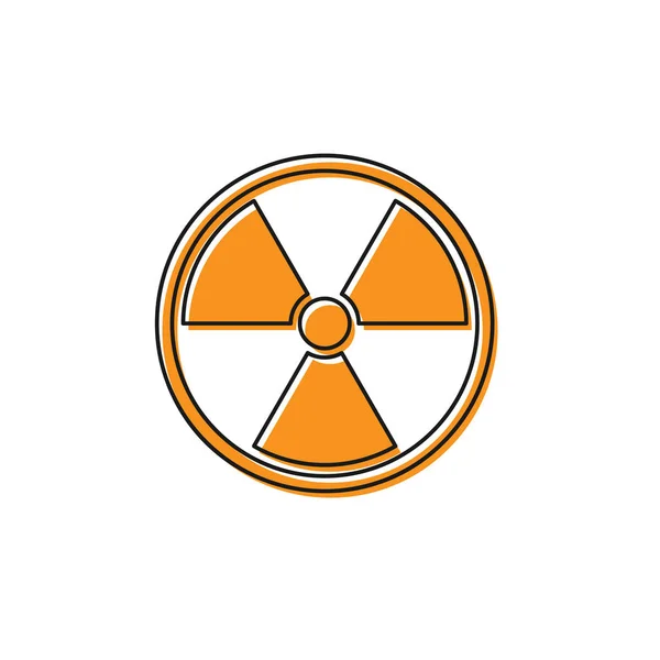 Icono radiactivo naranja aislado sobre fondo blanco. Símbolo tóxico radiactivo. Señal de peligro de radiación. Ilustración vectorial — Archivo Imágenes Vectoriales