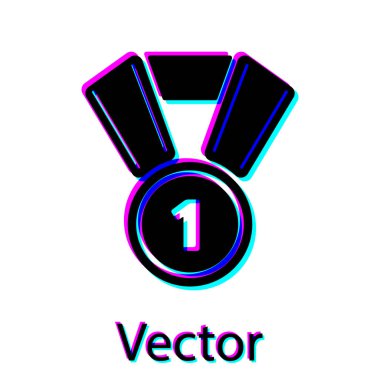 Siyah Madalya simgesi beyaz arka planda izole. Kazanan sembolü. Vektör İllüstrasyonu