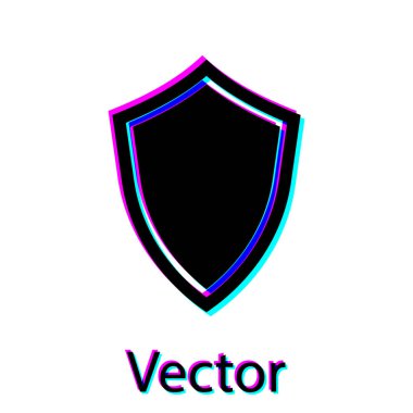 Siyah Kalkan simgesi beyaz arka planda yalıtılmış. Koruma işareti. Vektör İllüstrasyonu