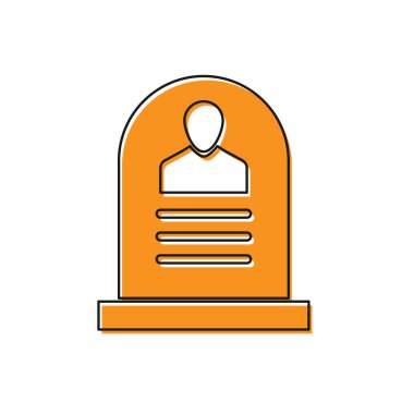 Üzerinde RIP yazılı turuncu Tombstone resmi beyaz arkaplanda izole edilmiş. Mezar ikonu. Vektör İllüstrasyonu