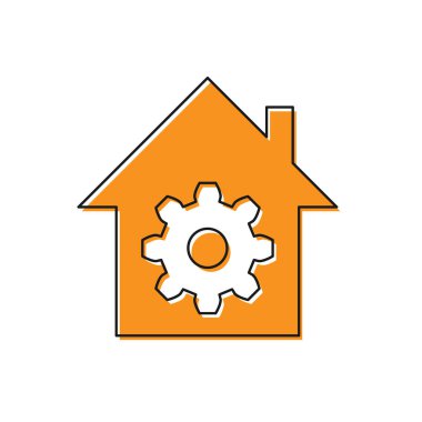 Turuncu Akıllı ev ayarları simgesi beyaz arka planda yalıtılmış. Uzaktan kumanda. Vektör İllüstrasyonu