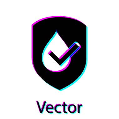 Beyaz arka planda yalıtılmış siyah su geçirmez simgesi. Suya veya sıvıya karşı koruma konsepti. Vektör İllüstrasyonu