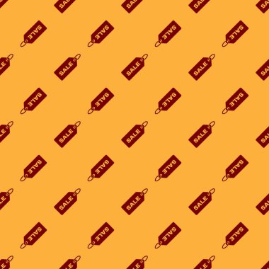 Üzerinde yazı olan Red Price etiketi kahverengi arka planda izole edilmiş bir ikon. Rozet fiyatına. Reklam etiketi indirimi. Vektör İllüstrasyonu