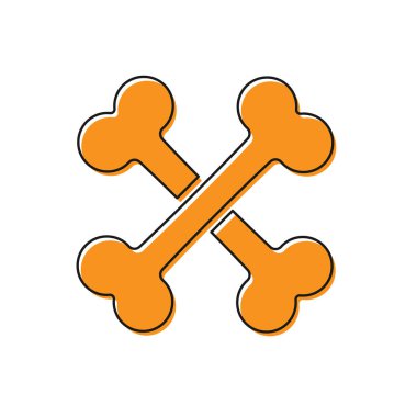 Turuncu Çapraz kemikler simgesi beyaz arka plan üzerinde izole. Evcil hayvan gıda sembolü. Vektör İllüstrasyonu