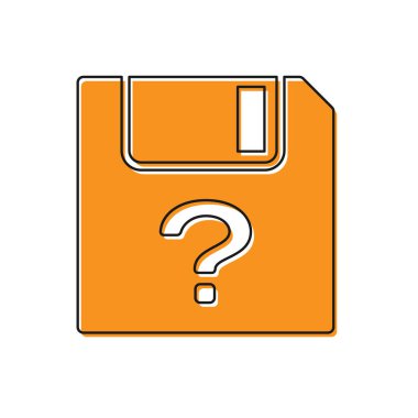 Turuncu Bilinmeyen belge simgesi beyaz arka planda yalıtılmış. Soru işareti içeren dosya. Raporu, hizmeti ve genel arama işaretini tutun. Vektör İllüstrasyonu