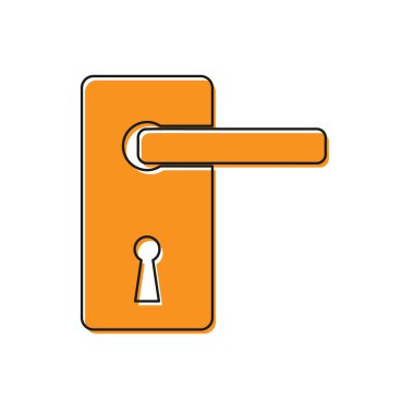 Turuncu Kapı kolu simgesi beyaz arka plan üzerinde izole. Kapı kilidi tabelası. Vektör İllüstrasyonu