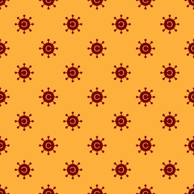 Kırmızı Copywriting ağ simgesi kahverengi arka plan üzerinde sorunsuz desen izole. İçerik ağ simgesi. Telif hakkı işareti. Copywriting ağ işareti. Düz tasarım. Vektör İllüstrasyonu