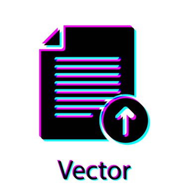 Beyaz arka planda yalıtılmış Siyah Yükleme dosya simgesi. Belge simgesini dosyala. Belge oku. Vektör İllüstrasyonu