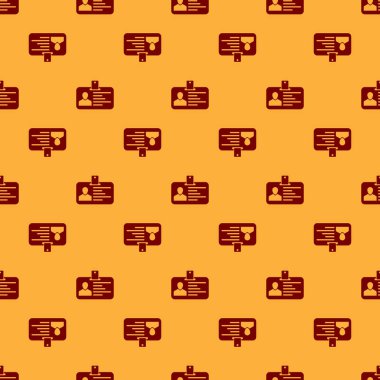 Kırmızı Kimlik rozeti simgesi kahverengi arka plan üzerinde sorunsuz desen izole. Kimlik kartı. Bu sunum için kullanılabilir, şirketin kimliği, reklam ve vb. Vektör İllüstrasyonu