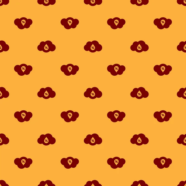 Icono de humedad roja aislado patrón sin costura sobre fondo marrón. Clima y meteorología, nube, símbolo del termómetro. Ilustración vectorial — Archivo Imágenes Vectoriales