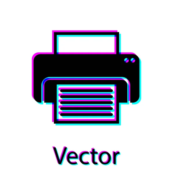 Icono de impresora negra aislado sobre fondo blanco. Ilustración vectorial — Vector de stock