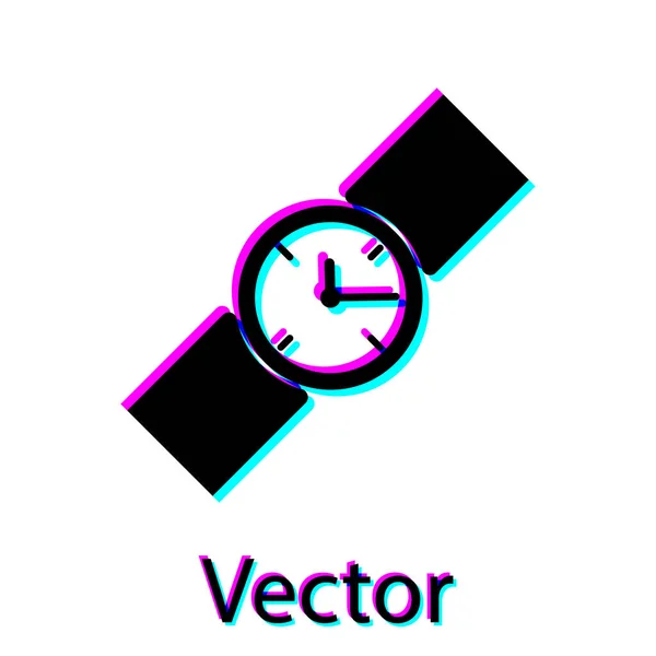 Ícone de relógio de pulso preto isolado no fundo branco. ícone de relógio de pulso. Ilustração vetorial — Vetor de Stock