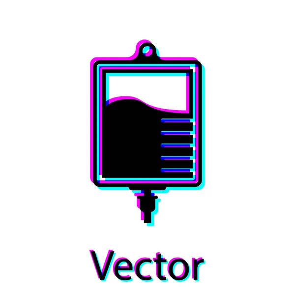 Schwarzes Iv Bag Symbol isoliert auf weißem Hintergrund. Blutbeutel-Symbol. Blutspendekonzept. das Konzept der Behandlung und Therapie, Chemotherapie. Vektorillustration — Stockvektor