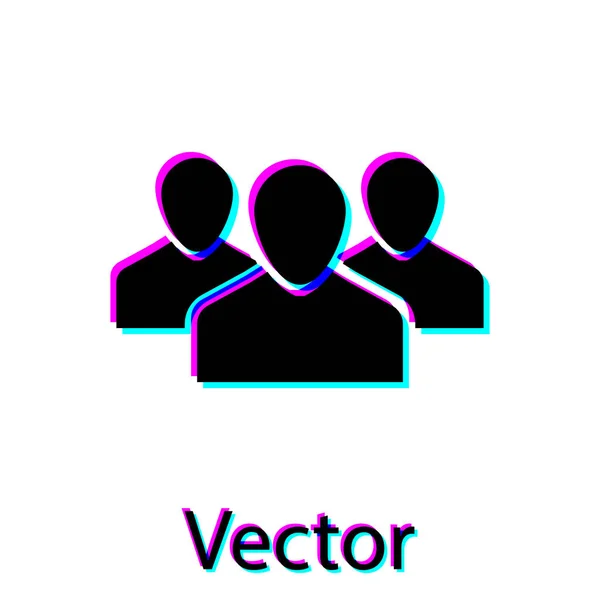 Siyah Kullanıcılar grup simgesi beyaz arka planda yalıtılmış. Kişi grubu simgesi. İş avatarı simgesi - kullanıcı profil simgesi. Vektör İllüstrasyonu — Stok Vektör