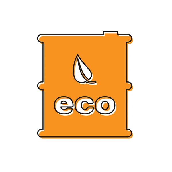 Orange Bio fuel barrel icon isolated on white background. Eco bio and canister. Green environment and recycle. Vector Illustration — Stock Vector