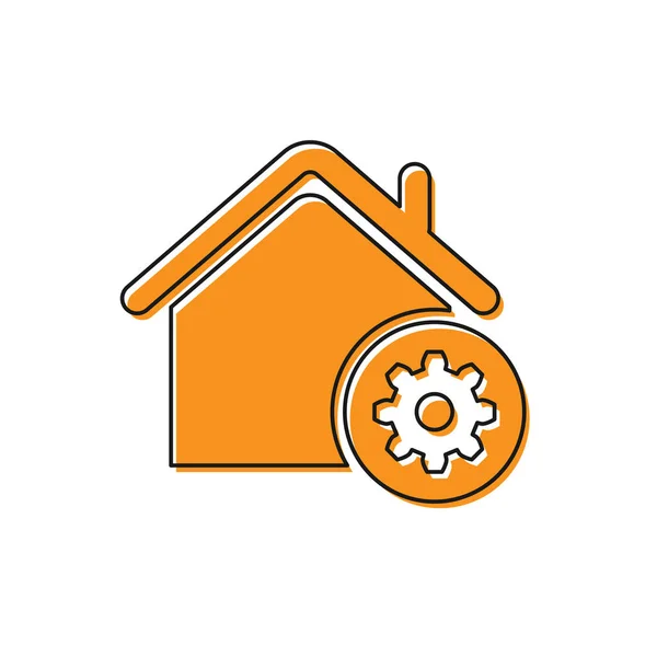 Orange Smart icono de configuración del hogar aislado sobre fondo blanco. Control remoto. Ilustración vectorial — Vector de stock