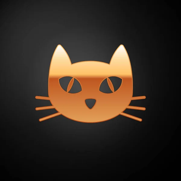 Arany macska ikon izolált fekete háttér. Vektoros illusztráció — Stock Vector