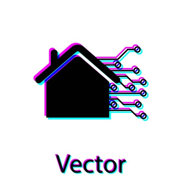 Ícone de casa inteligente preto isolado no fundo branco. Controlo remoto. Ilustração vetorial — Vetor de Stock