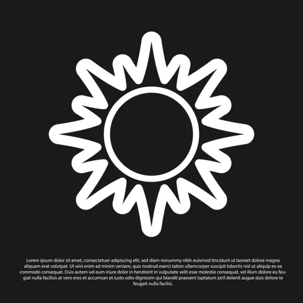 Icono Sol Negro aislado sobre fondo negro. Ilustración vectorial — Vector de stock