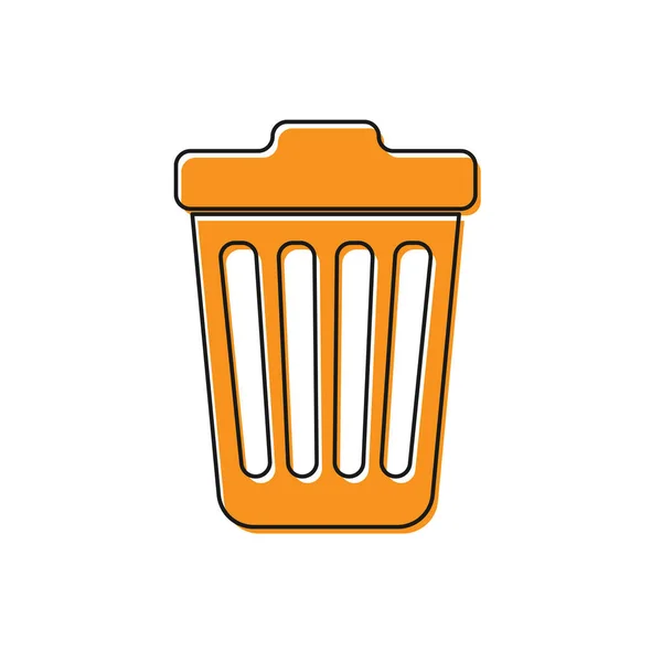 Das orangefarbene Mülleimer-Symbol ist auf weißem Hintergrund isoliert. Mülleimer-Schild. Vektorillustration — Stockvektor