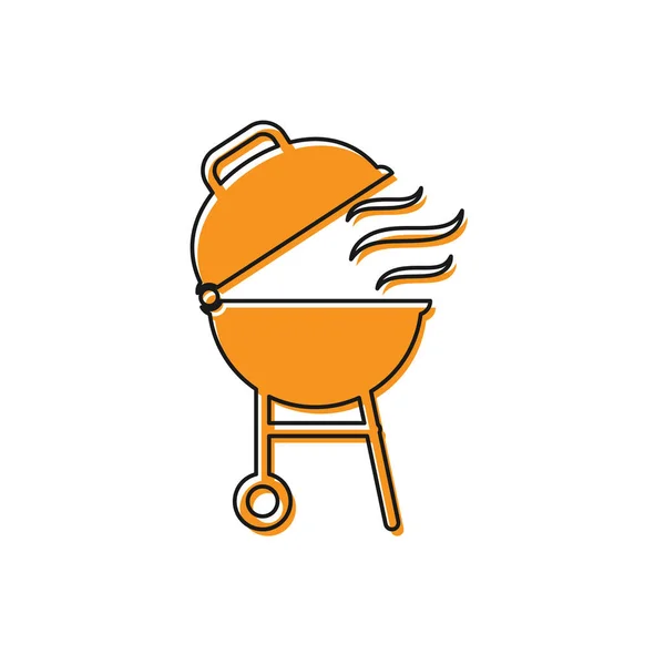 Icono de parrilla de barbacoa naranja aislado sobre fondo blanco. Fiesta a la parrilla. Ilustración vectorial — Vector de stock
