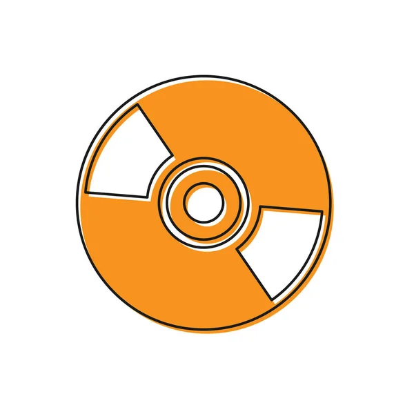 Icône de disque CD ou DVD orange isolée sur fond blanc. Signe de disque compact. Illustration vectorielle — Image vectorielle