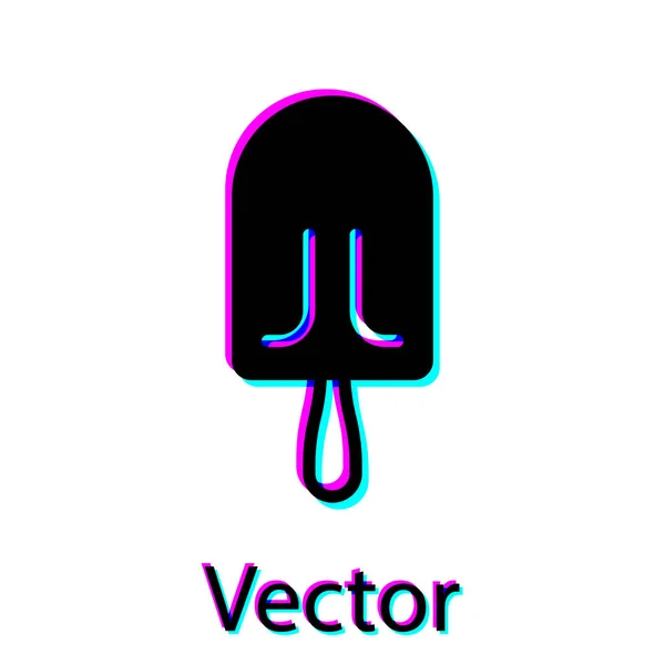 Black Ice cream icon isolated on white background. Sweet symbol. Vector Illustration — Stock Vector