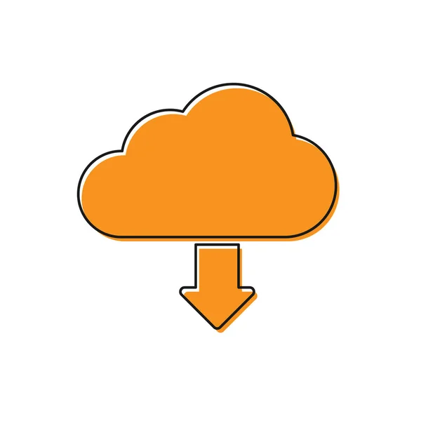 Ícone de download Orange Cloud isolado no fundo branco. Ilustração vetorial — Vetor de Stock