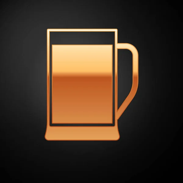 Gold Glass of beer icon isolated on black background. Vector Illustration — Stock Vector