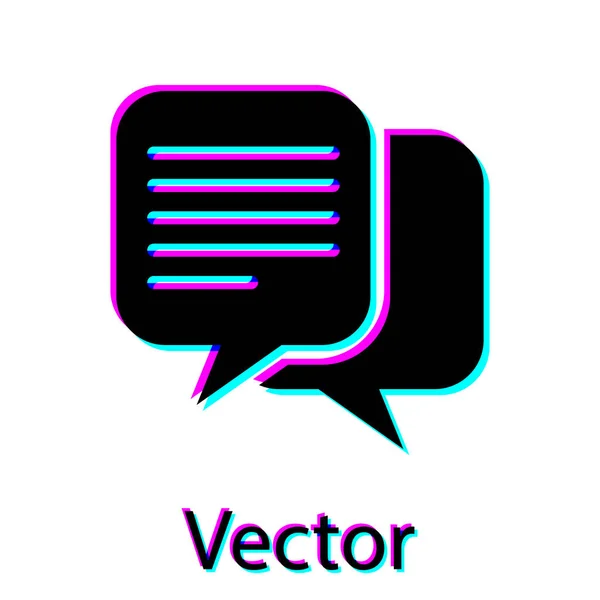 Icono de Chat negro aislado sobre fondo blanco. Símbolo de burbujas de habla. Ilustración vectorial — Vector de stock