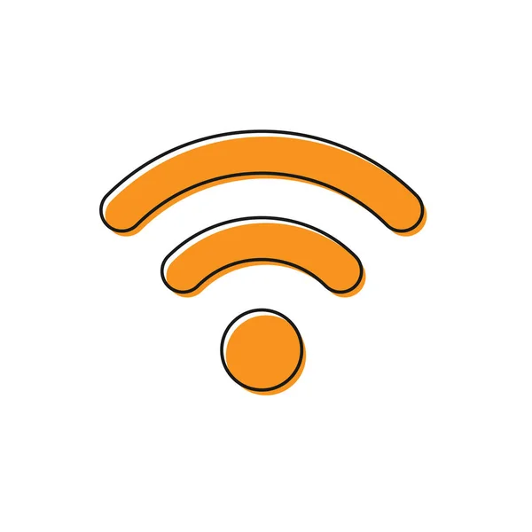 オレンジ色のWi-Fiワイヤレスインターネットネットワークシンボルアイコンは、白い背景に隔離されています。ベクトルイラストレーション — ストックベクタ