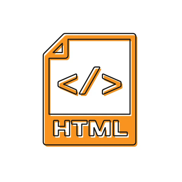 Orange HTML-fildokumentikon. Ladda ner HTML-knappen ikon isolerad på vit bakgrund. HTML-filsymbol. Markup Language symbol. Vektor illustration — Stock vektor