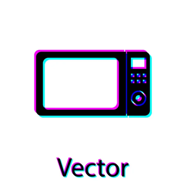 Ícone de forno de microondas preto isolado no fundo branco. Eletrodomésticos icon.Vector Ilustração — Vetor de Stock