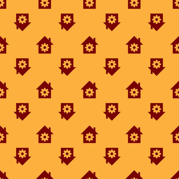 Rotes Smart-Home-Einstellungssymbol isoliert nahtloses Muster auf braunem Hintergrund. Fernbedienung. Vektorillustration — Stockvektor