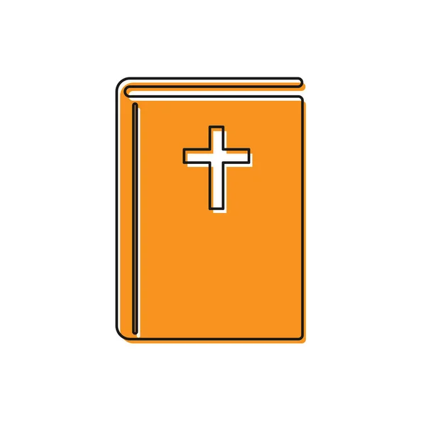 Icône de livre de bible sainte orange isolé sur fond blanc. Illustration vectorielle — Image vectorielle