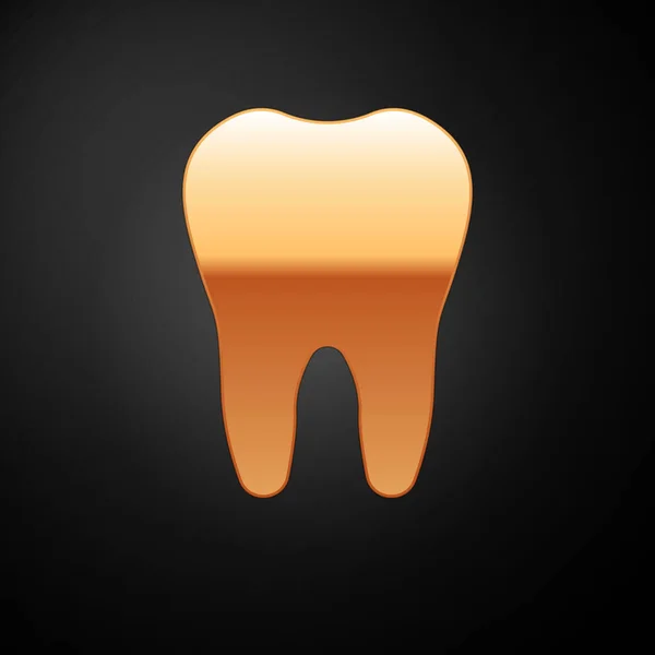 Icona Gold Tooth isolata su sfondo nero. Simbolo del dente per odontoiatria clinica o dentista centro medico e dentifricio pacchetto. Illustrazione vettoriale — Vettoriale Stock