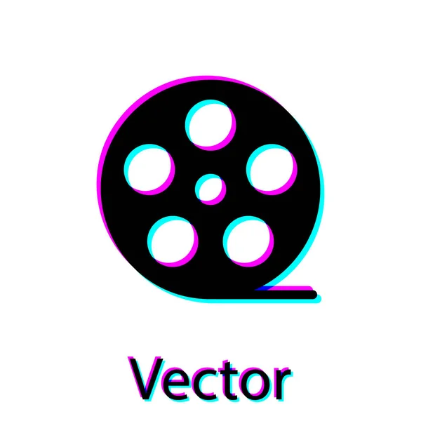 Schwarzes Filmrollen-Symbol isoliert auf weißem Hintergrund. Vektorillustration — Stockvektor