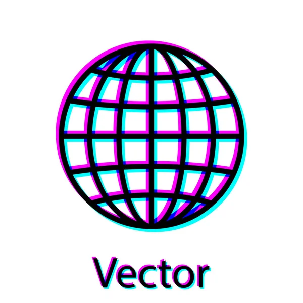 Icono del globo terráqueo negro aislado sobre fondo blanco. Ilustración vectorial — Vector de stock