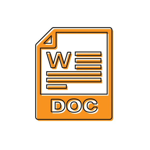 Icono de documento de archivo DOC naranja. Descargar icono del botón doc aislado sobre fondo blanco. símbolo de extensión de archivo DOC. Ilustración vectorial — Vector de stock