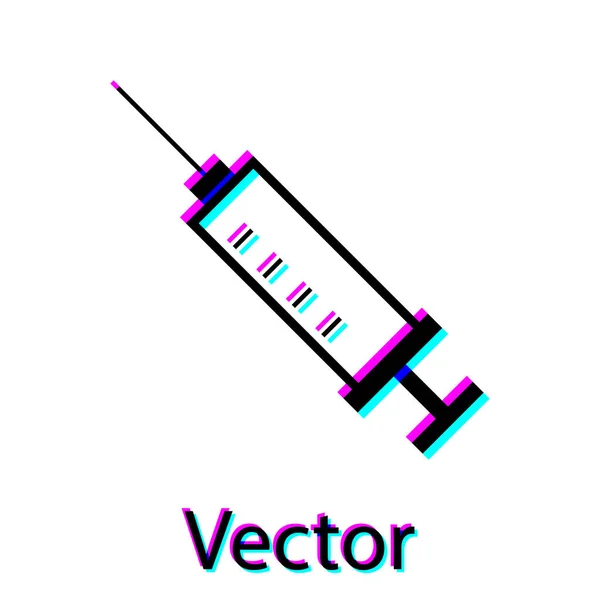Schwarze Spritze Symbol isoliert auf weißem Hintergrund. Spritze für Impfstoff, Impfung, Injektion, Grippeimpfung. Medizinische Geräte. Vektorillustration — Stockvektor