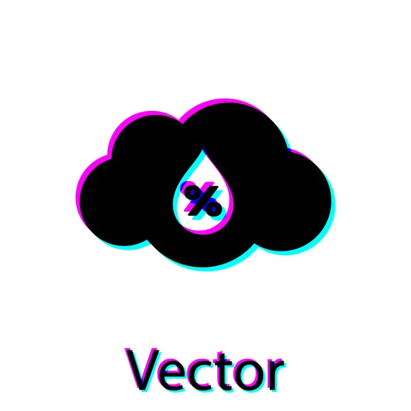 Icono de humedad negra aislado sobre fondo blanco. Clima y meteorología, nube, símbolo del termómetro. Ilustración vectorial — Vector de stock