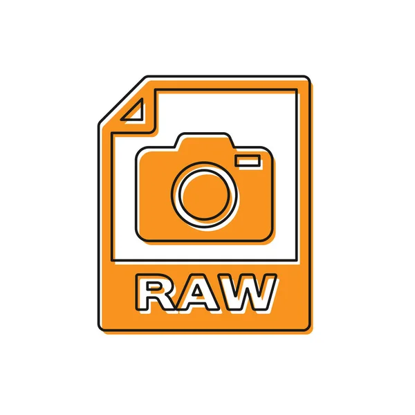 Pomarańczowa ikona dokumentu w pliku RAW. Pobierz RAW ikona przycisku na białym tle. Symbol pliku RAW. Ilustracja wektorowa — Wektor stockowy
