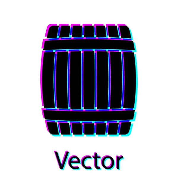 Icono de barril de madera negra aislado sobre fondo blanco. Ilustración vectorial — Vector de stock