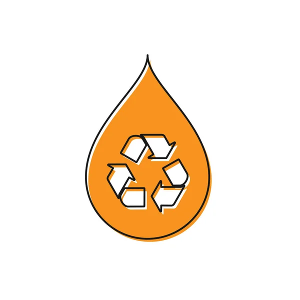Oranje Recycle clean Aqua icoon geïsoleerd op witte achtergrond. Druppel water met teken recycling. Vector illustratie — Stockvector